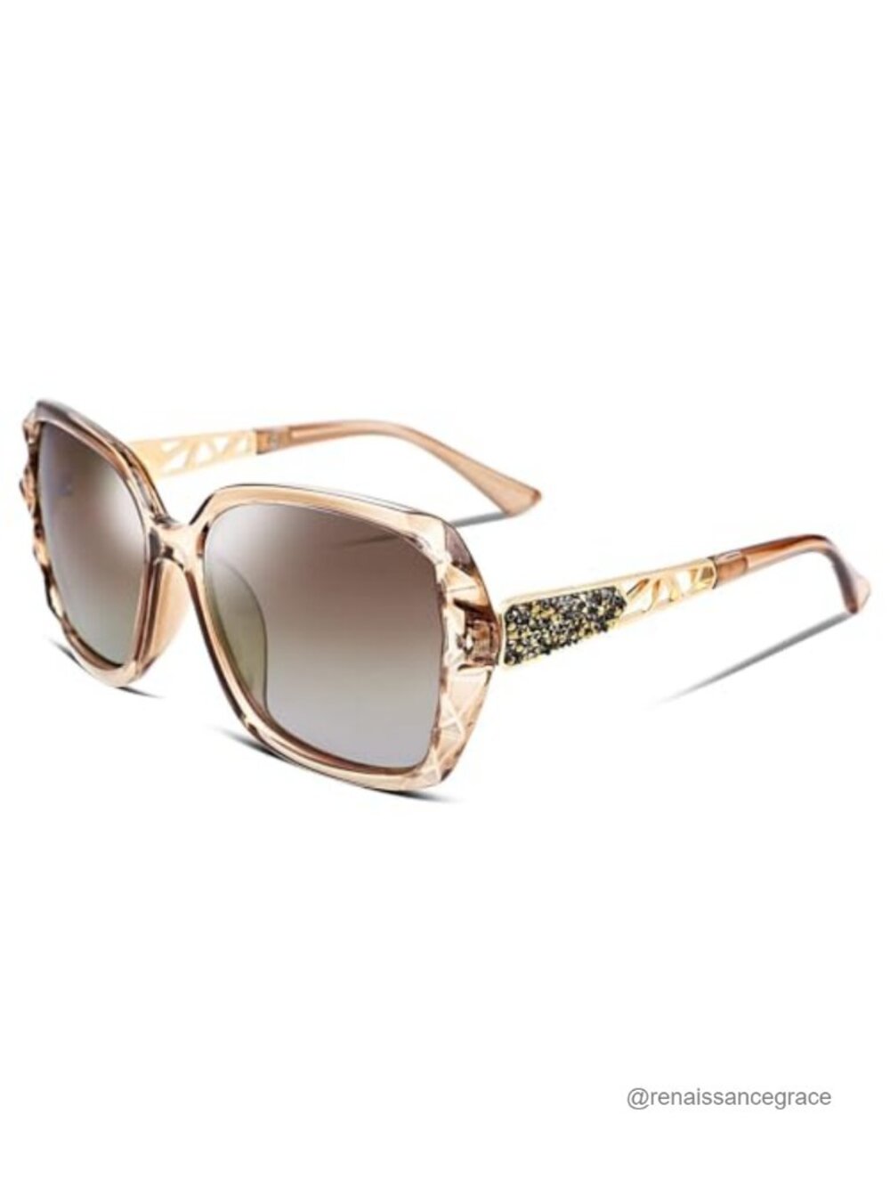 Polarized Square Sunglasses Sparkling Crystal Oversized Frame Women UV400